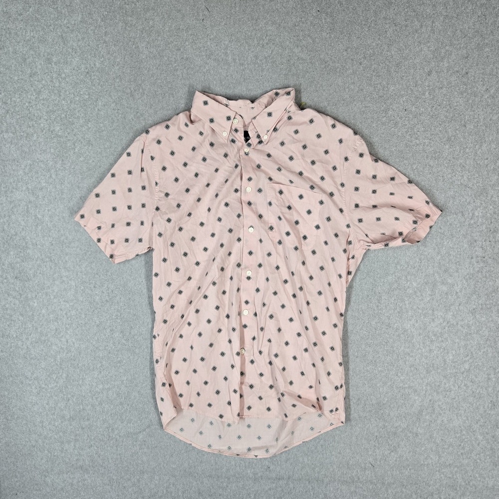 Abercrombie & Fitch Women Button Up Shirt L Pink Geometric Casual